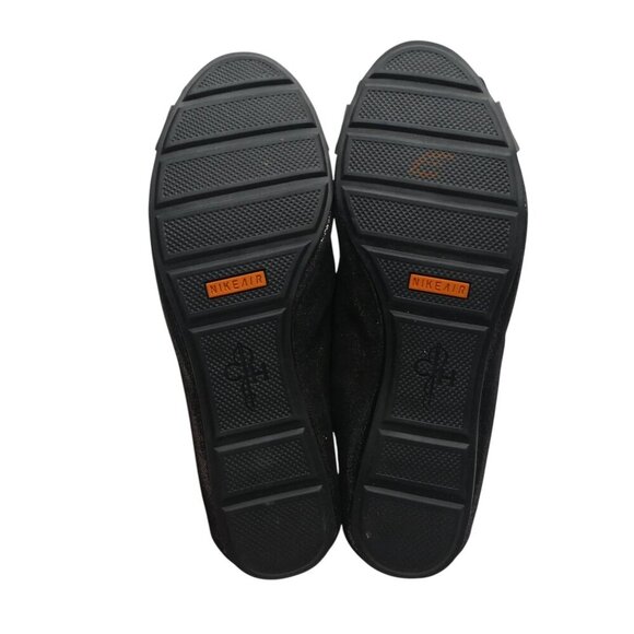 Cole Haan Nike Air Black Shimmer Leather Peep Toe Jeweled Bow Flats Womens 8 - Picture 10 of 13